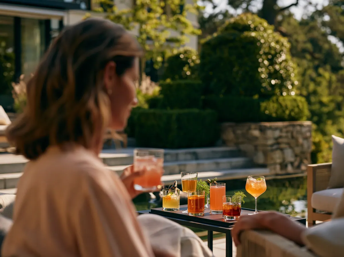 Glas in der Hand, Apéro im Garten